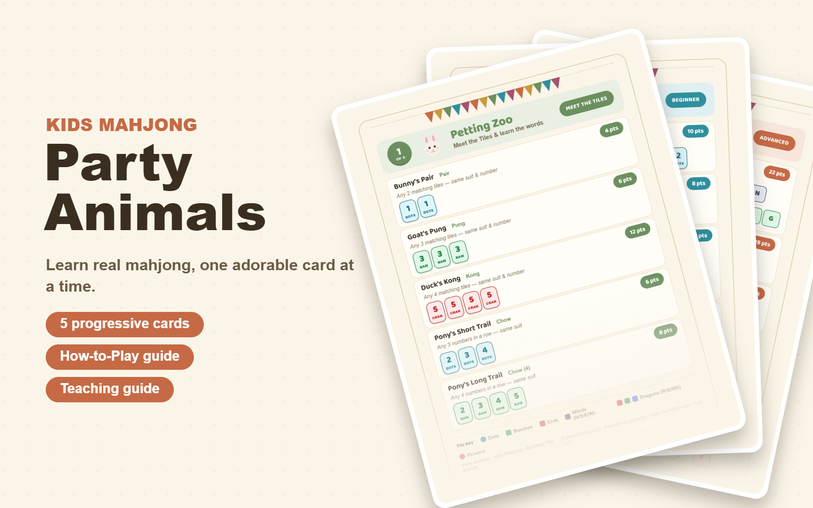 Kids Mahjong Card - Party Animals